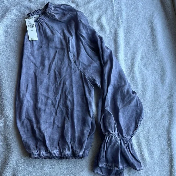 Anthropologie Purple Ruffled Long Sleeve Blouse - Picture 3 of 7